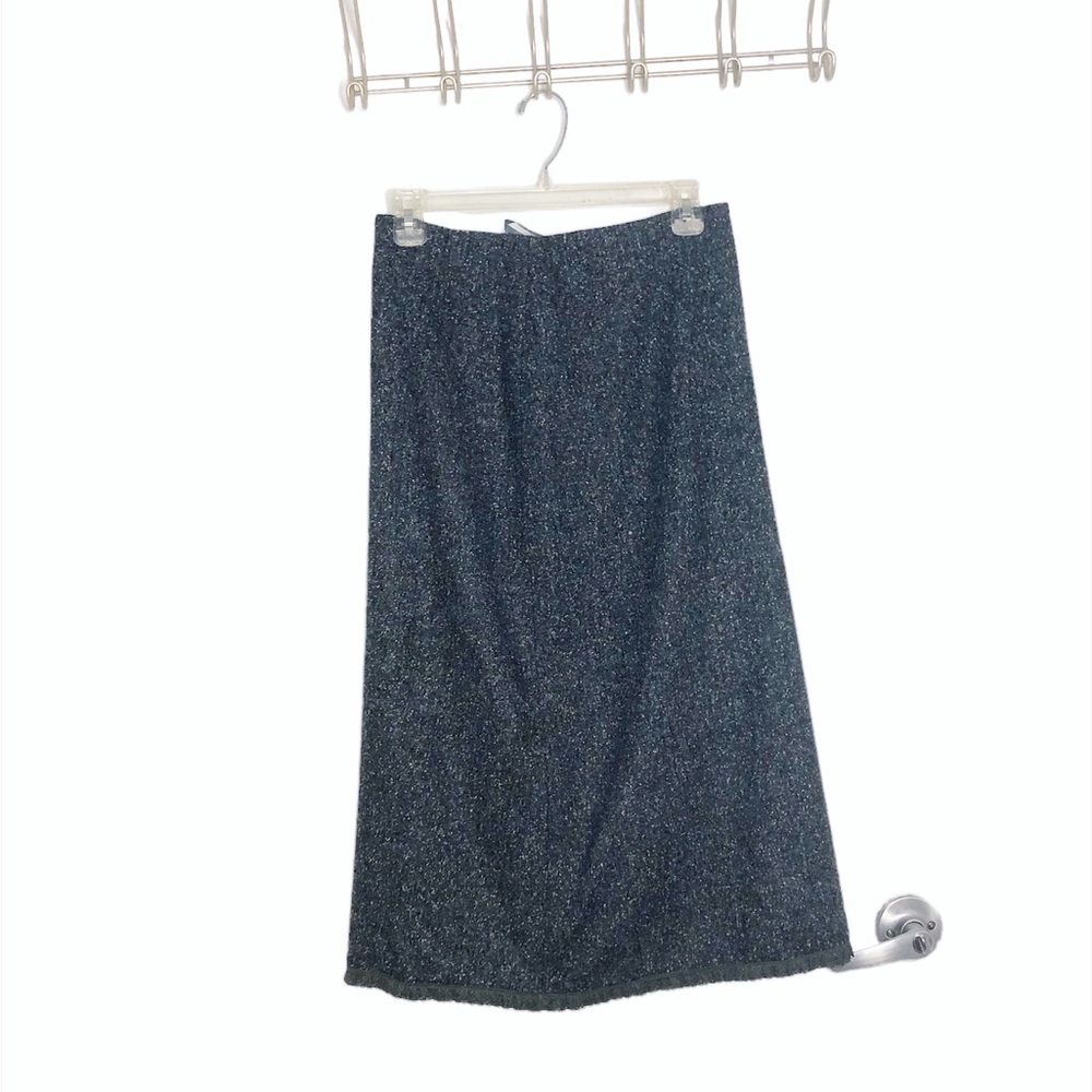 Classic navy  & white nubby wool silk blend Banana Republic pencil skirt